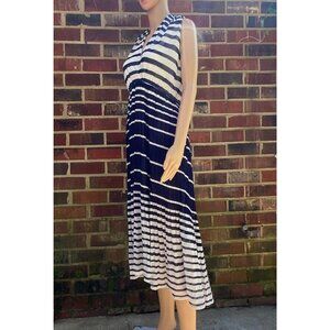 Maison Jules Sleeveless Striped Halter Dress Womens, Size X,Lined,Preppy
